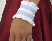 Lilac Ruffles Cuff - Neo-Romantic White Cotton Cuff with Ruffles and Lilac Ribbons