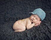 Crochet Baby Hat - Newborn Baby Boy Hat - Perfect Baby Shower Gift - Newborn Photography Prop - Brim Visor Beanie - Blue