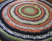 Rag Rug 4'-6" ready to ship Rag Rug, upcycled textiles, shabby chic cottage decor