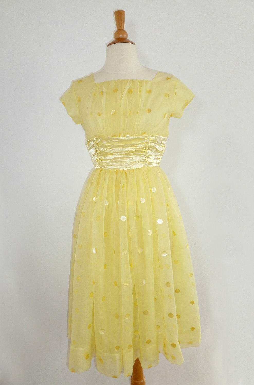 RESERVED for ANNETTE GILGAN Lemon Chiffon Party Dress 1950s or 1960s