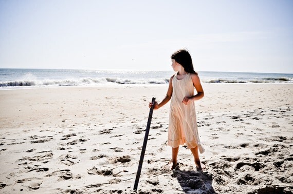 Beach Simple Halter Dress, ready to ship size 6-8, camel Kona cotton, wrinkle look, castaway, natural, photo shoot