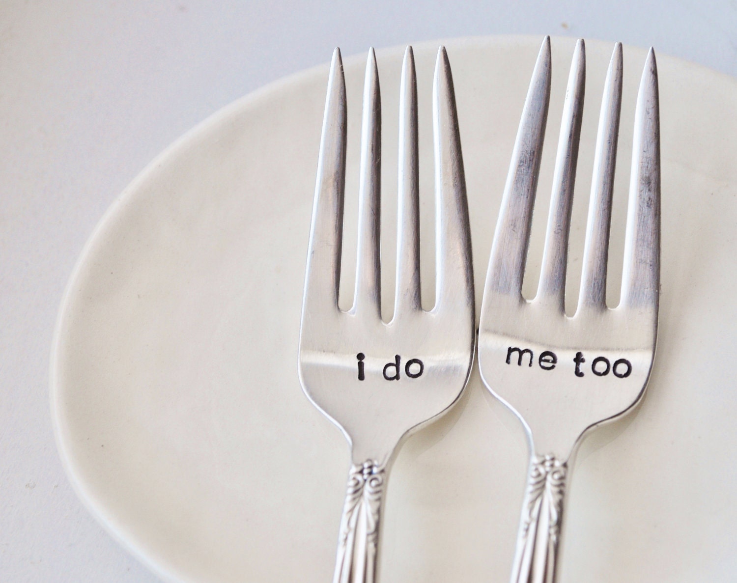 I Do, Me Too - Vintage Wedding Cake Fork Set Personalized with Your Wedding Date by jessicaNdesigns on Etsy