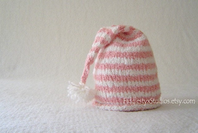 Baby Girl Hat - Pink Striped Stocking Hat - Hand Knitted Hat (Newborn, Infant, Toddler, Child sizes) Summer Children Clothing Accessories