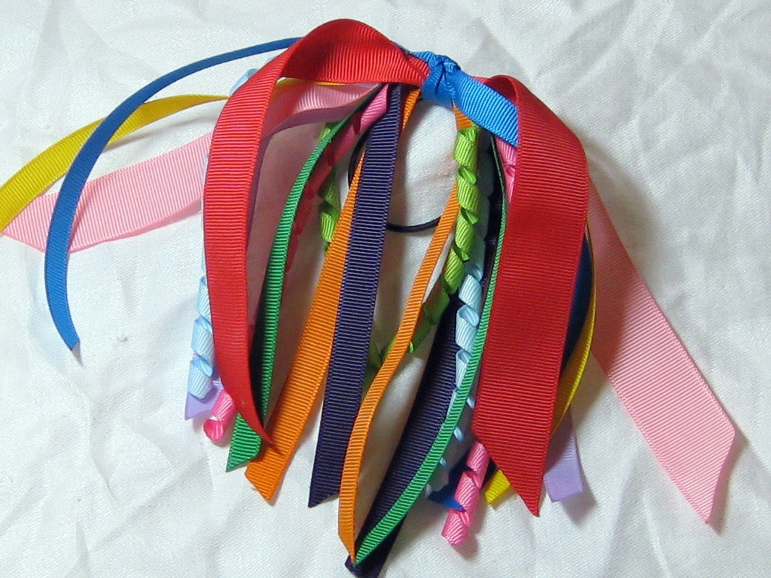 Multi-Colored Brights Korker Ponytail Streamers Girl Scout Daisy Petal hair tie