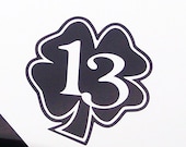 Vinyl Decal Lucky 13 Black Shamrock four Leaf Clover sticker