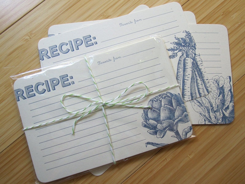 Letterpress Vegetable Recipe Cards