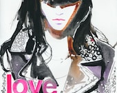 Original Watercolor Painting, Fashion Illustration - Numero Magazine LOVE