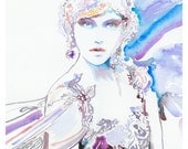 Print of Watercolor Fashion Illustration. Titled: Italian Vogue