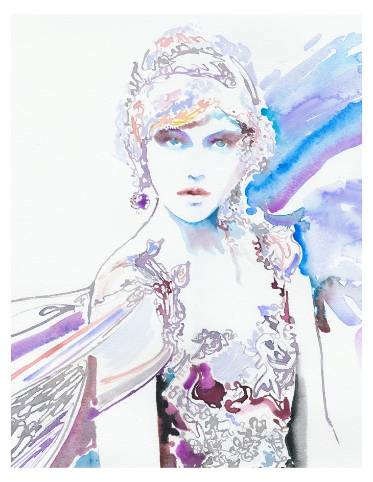 Print of Watercolor Fashion Illustration. Titled: Italian Vogue
