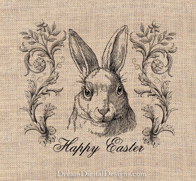Happy Easter Bunny Rabbit Digital Collage Sheet for Transfers Holiday Decor Scrapbooking Printable Image No. 263
