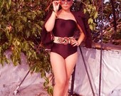 SALE 1940s style all black maillot swimsuit xs-xL made to order