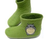 Felted adult booties with Totoro