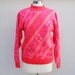 80s vintage neon pink geometric pattern sweater, acrylic, wool, women's small.