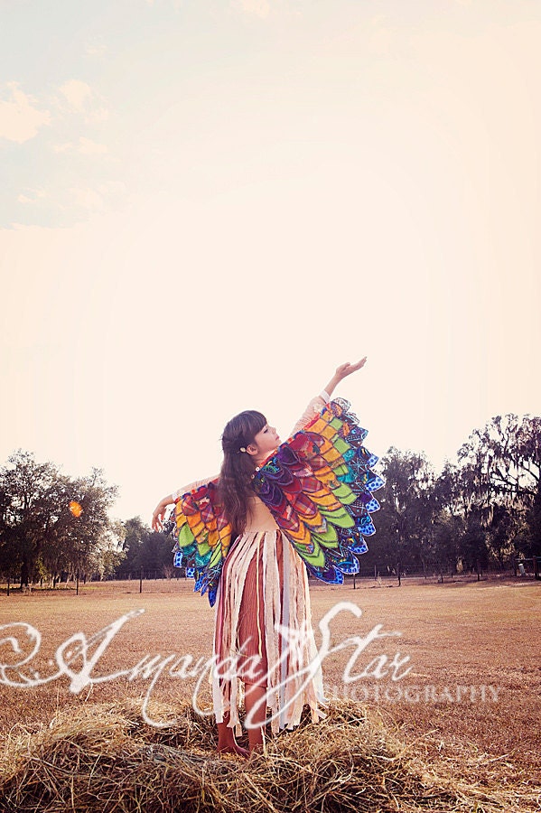 Dress up Wings, Children's play cape. Fully fininshed, Made from Upcycled material. (2T -6). Grows w/child. Machine washable, Custom made.