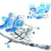 gift for new mom, blue nursery art, bird watercolor, twin nursery art, nursery wall art -  Twice the Love, Sweet Puffs, 8x10 print