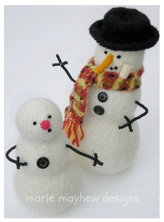 PATTERN-BOOKLET. A Marie Mayhew Wool Snowman Knit & Felt Pattern