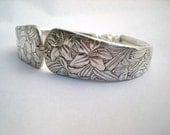 Antique Spoon Bracelet, Silverware Jewelry, Flower Lily, Bridesmaid Gift, Easter Lily, Wedding Jewelry, Antique Silverware  EMBOSSED 1882