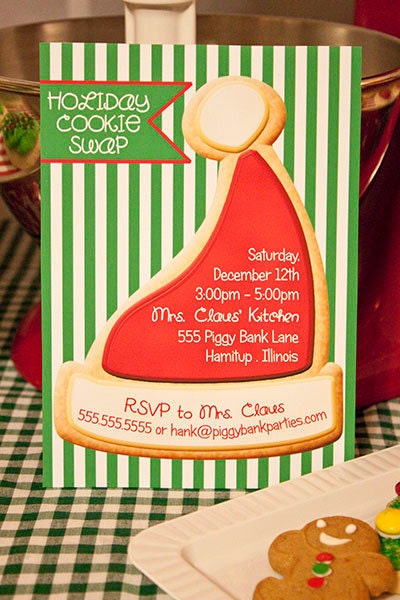 Christmas SUGAR COOKIE Invitation - Personalized Printable Santa Hat Il_570xn