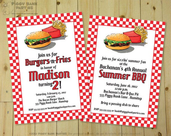 BURGER-n-FRIES Invitation - Personalized DIY Printable Il_570xn