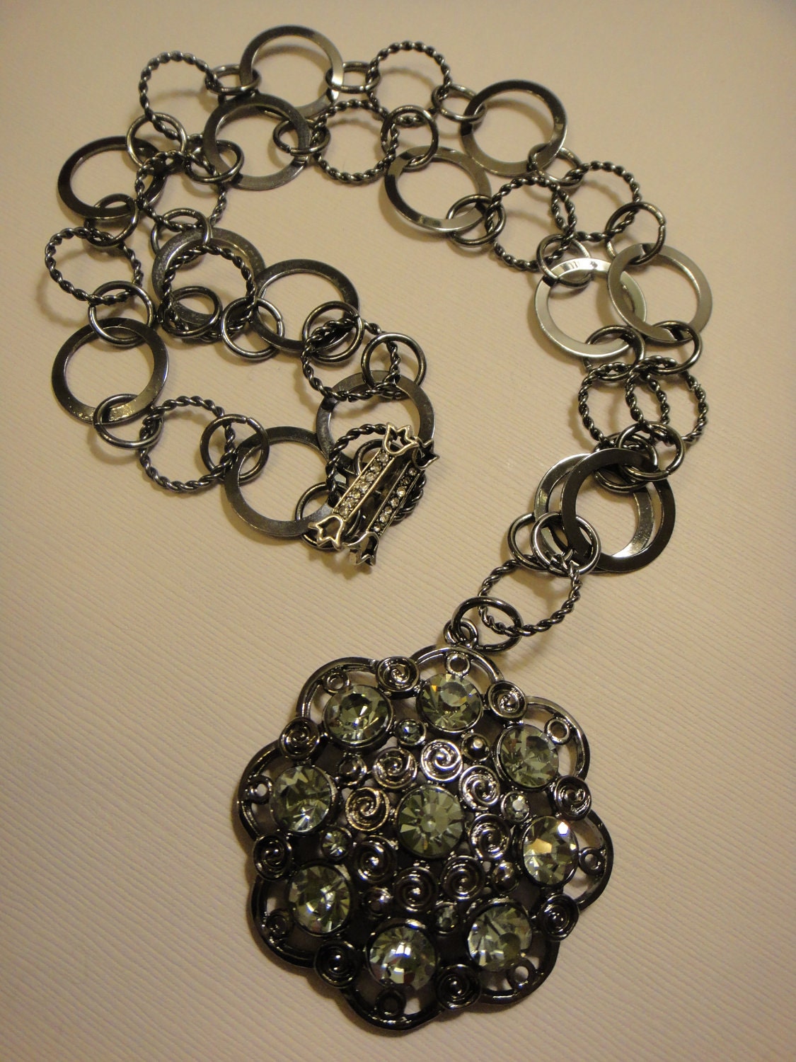 Earring and Necklace set in Art Deco style - "Togged to the Bricks" from my Gatsby collection