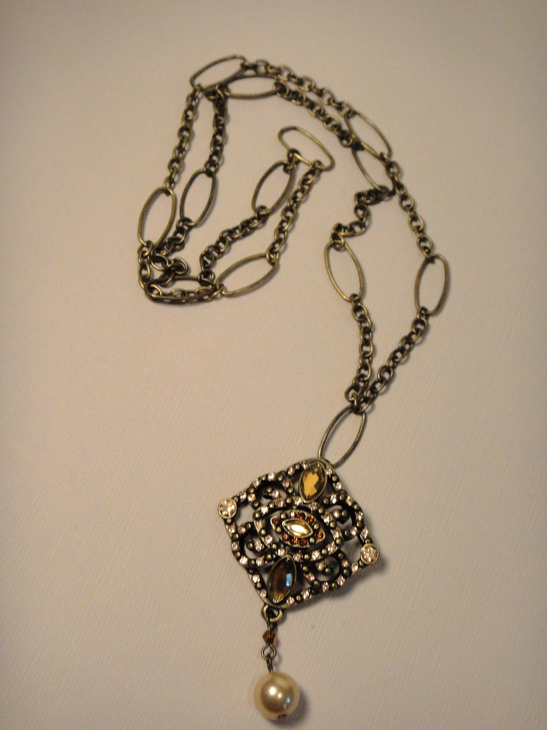 Art Deco style dangle earrings and necklace- "The Bee's Knees" from my Gatsby collection