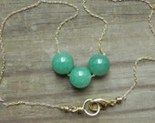 Gemstone beadwork necklace, modern Aventurine stone necklace, green stone necklace, round bead necklace, mod jewelry