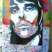 painting of ian brown of stone roses ,splash stubble,stencil art,canvas,urban,music,portrait,manchester,united kingdom,europe,spraypaints