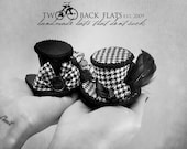 Clip on houndstooth tweed mini top hat, christmas fascinators, new years headband, classic hair piece top hats, holiday party, glam gifts