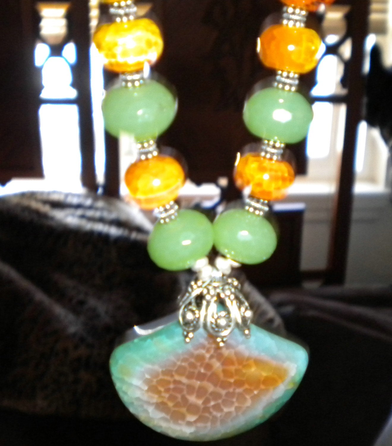 DRAGON VIENS AGATE and Sterling Silver Necklace