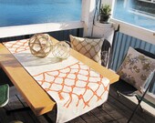 SALE Forget me Knot Table Runner Tangerine 1.8m 71inch hand screen printed hemp organic cotton