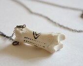 Tiny tattooed bone tribal native inspired necklace pendant in bone or resin