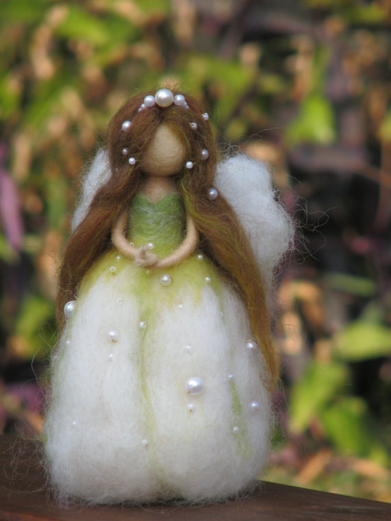 Flower Fairy , lily of the valley, needle felted doll, waldorf inspired