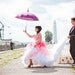 Alternative Unique Pink and White Wedding Dress Bridal Gown