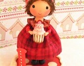 Ready to Ship-- Pink Cherry Fluff Birthday Party Cake Topper-