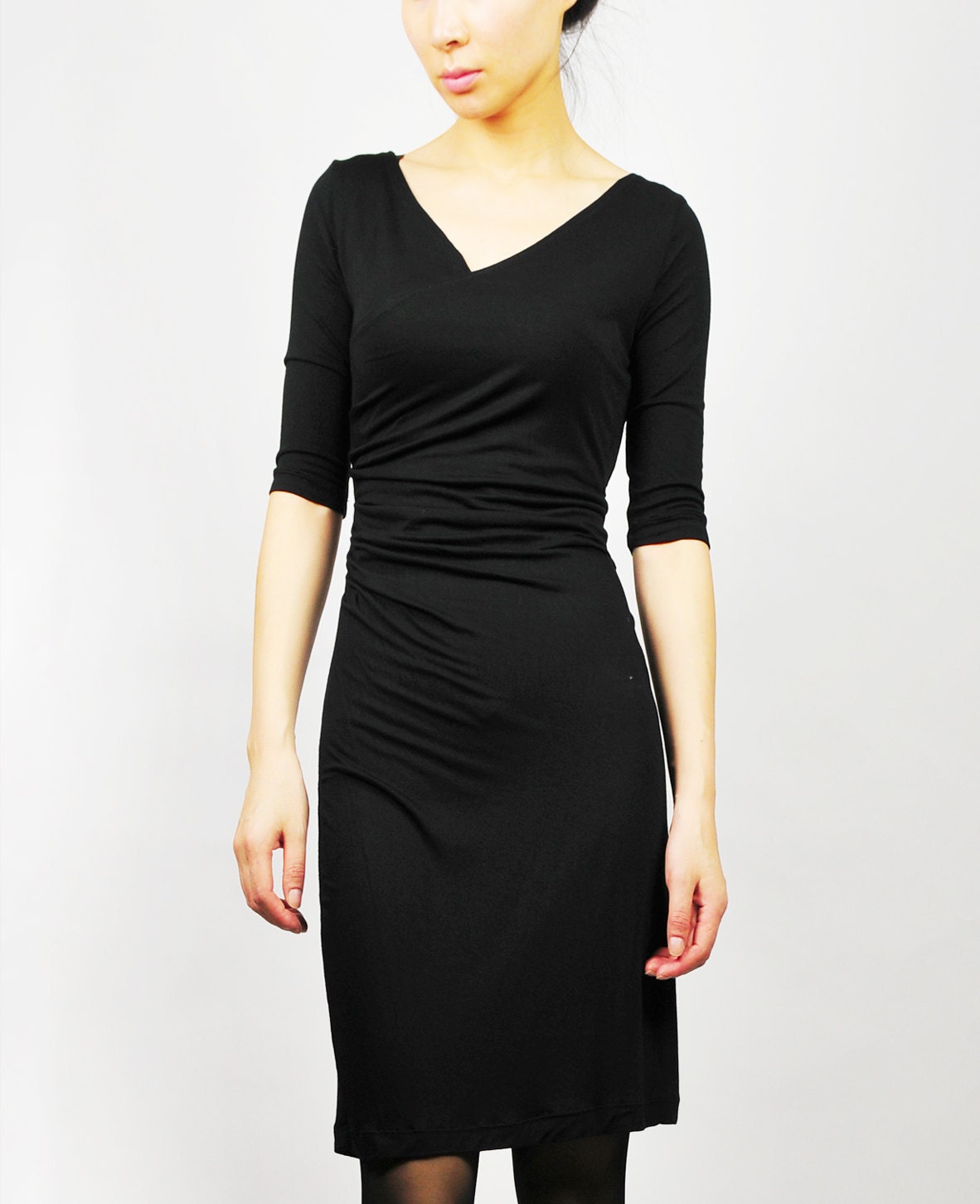 Quarter sleeves jersey dress