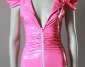 Bodysuit Pink Pvc Latex Look Barbie Kawaii Lolita Lady Gaga - Chrisst's hot pink pvc bodysuit SPECIAL ETSY PRICE