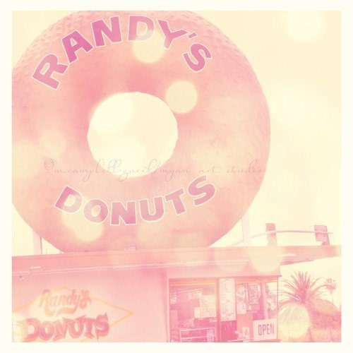 Randys donuts, Los Angeles architecture, travel photography, LA landmark, food restaurant, doughnuts, dessert, kitchen pink decor
