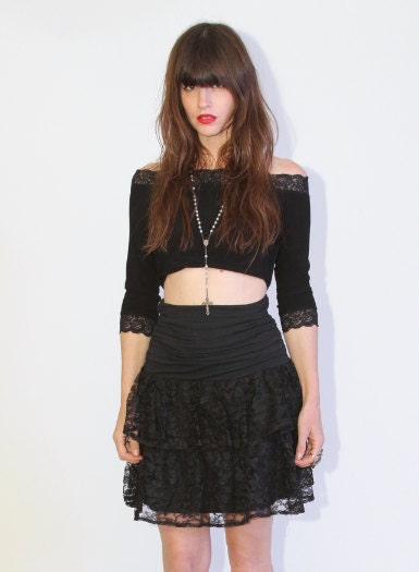 Black skirt with lace and ruffles