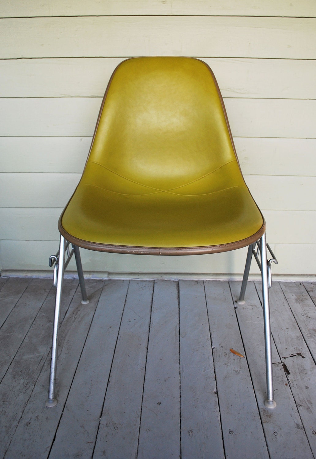 SALE Vintage Chartreuse Vinyl Eames Herman Miller Shell Chair