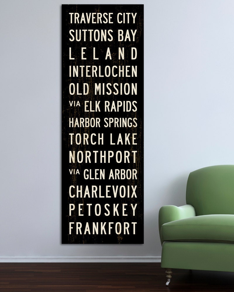MICHIGAN Bus Scroll Poster Art. Typography Print. Subway Sign. Canvas Bus Roll. 20.5 x 60