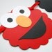 Elmo I am 1 Banner - I am 1 Elmo head banner Red and Black Birthday Banner A283