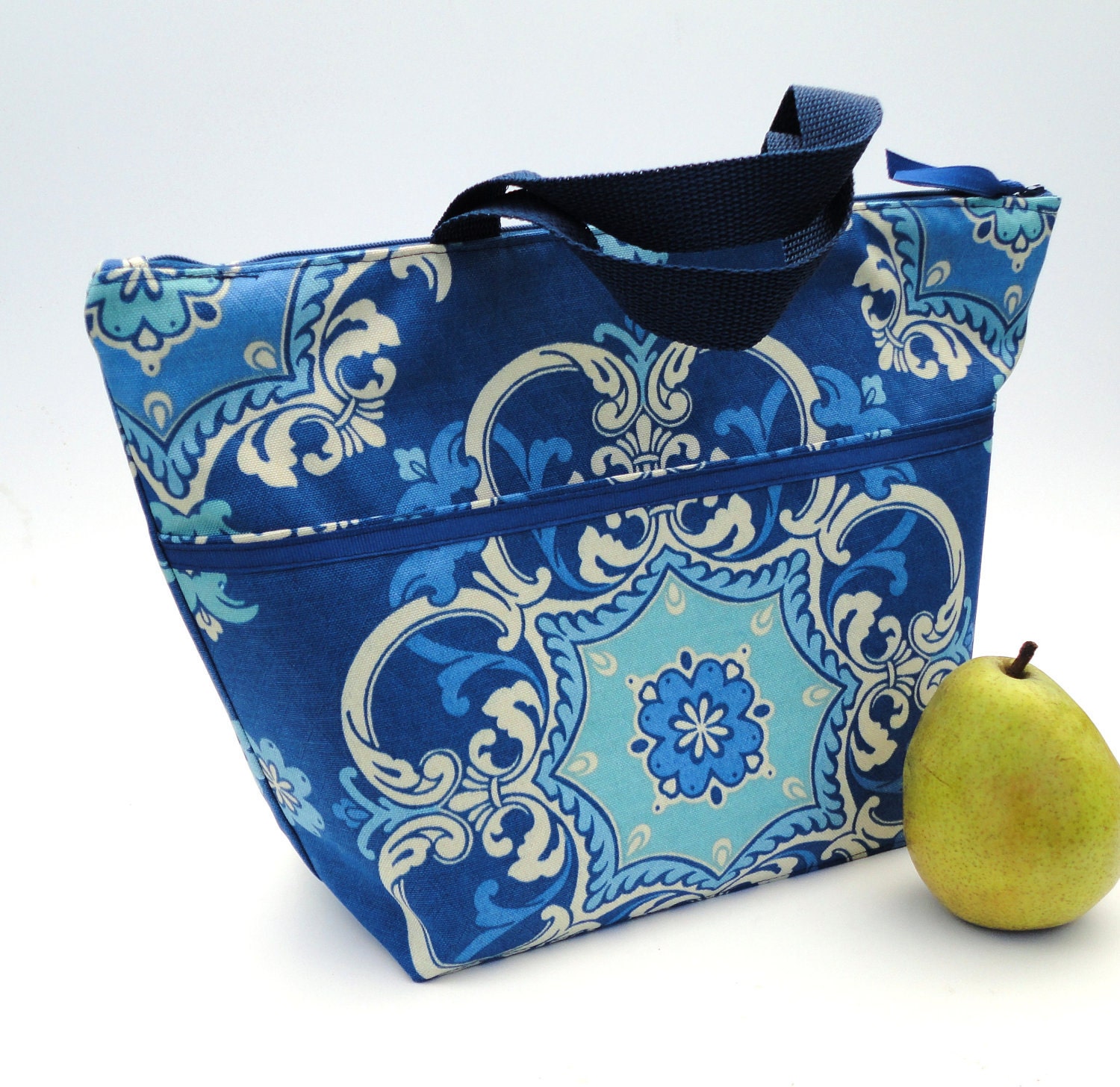 Lunch Bag - Insulated Royal Blue Turquoise and Navy Large