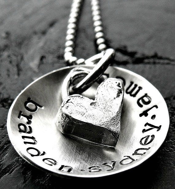 Personalized Heart Necklace - Personalized Necklace - Hand Stamped Sterling Silver Necklace - Yourcharmedlife