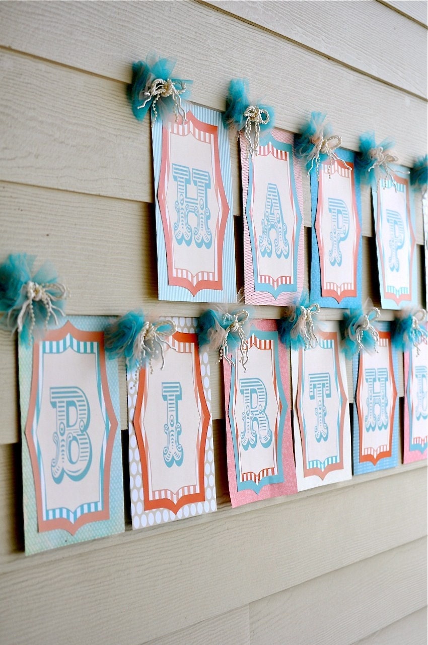 Vintage Circus Party PRINTABLE Happy Birthday Banner (INSTANT DOWNLOAD) by Love The day
