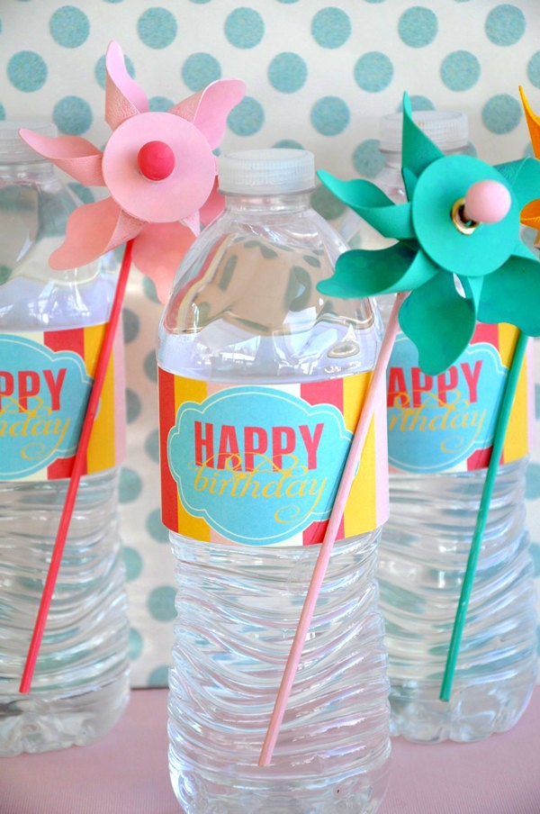 Pinwheel Party PRINTABLE Drink Labels from Love The Day Il_570xn