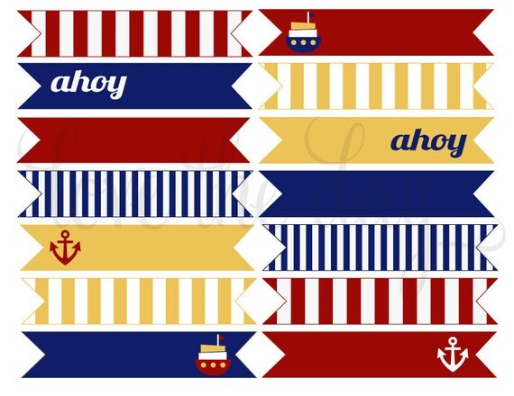Nautical Birthday PRINTABLE Party Flags (INSTANT DOWNLOAD) by Love The Day Il_570xn