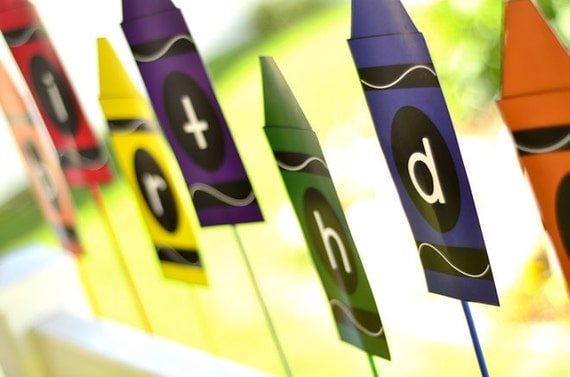 Crayon PRINTABLE Party Happy Birthday Banner (INSTANT DOWNLOAD) by Love The Day Il_570xn