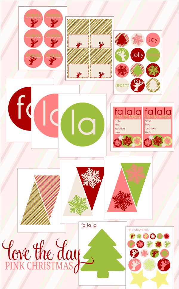 Pink Christmas PRINTABLE Party (INSTANT DOWNLOAD) Let's Be Merry by Love The Day Il_570xn
