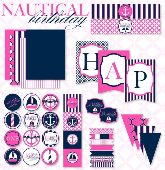 Nautical Birthday Party PRINTABLE Full Collection by Love The Day Il_570xn