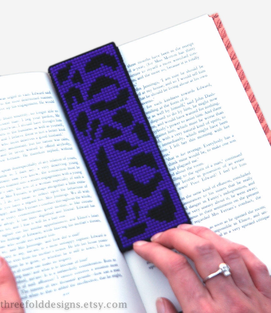 Leopard Print Cross Stitch Kit Purple Bookmark